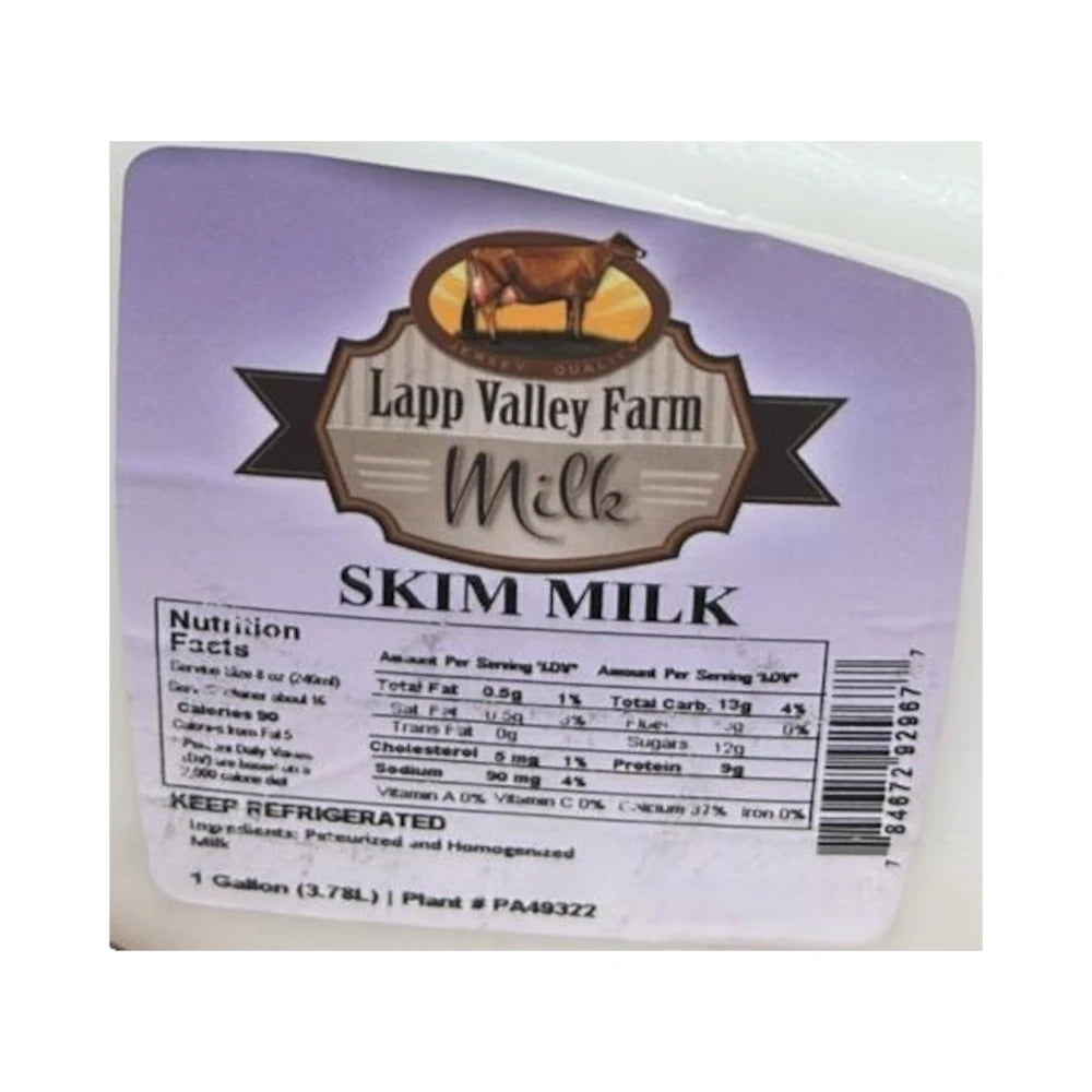 Lapp Valley Farm Skim Milk, 1 Gallon (3.78L)